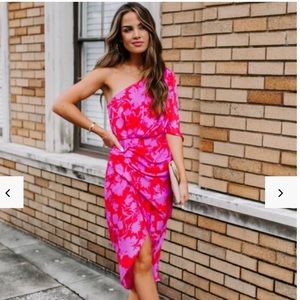 One shoulder floral midi